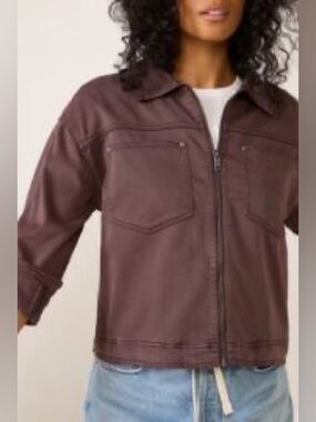 Evereve purple/Chocolate Brown Zip-Front Shirt Jacket / medium